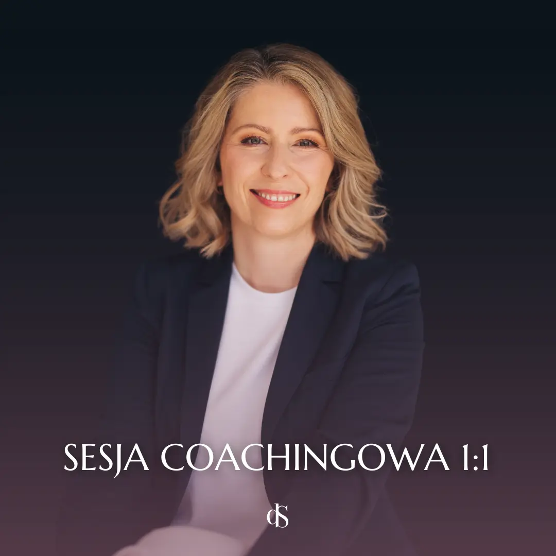 Profesjonalna sesja coachingowa 1:1 z Dagmarą Seligą-Krawczyńską – portret mentorki liderów na ciemnym tle